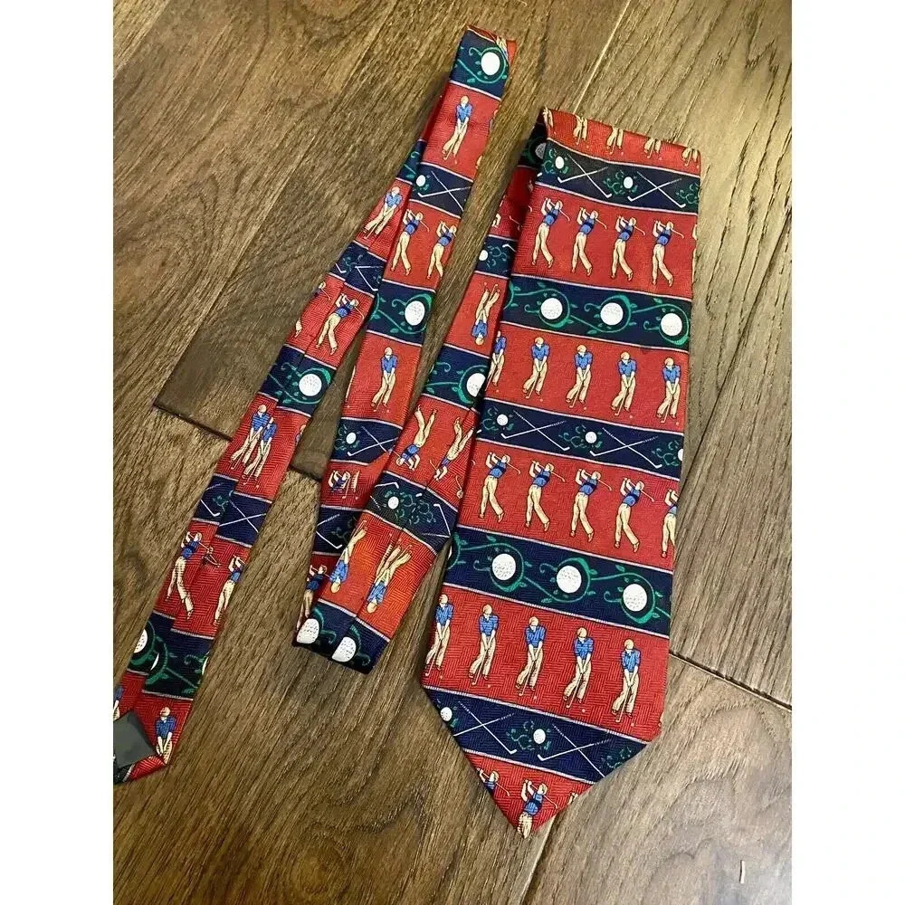 BARBARA BLANK NEW YORK Tie USA MADE 100% Silk Golf Swing Vintage Mens